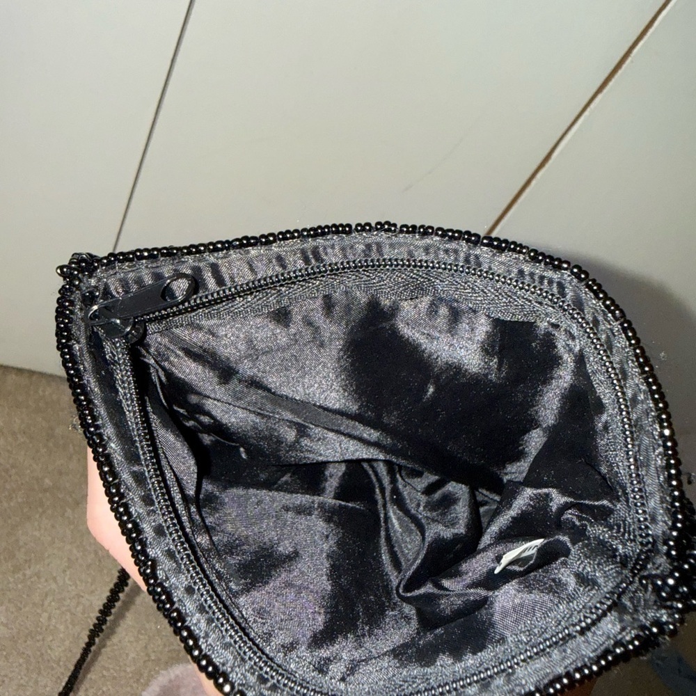 Vintage Beaded Floral Crossbody Bag - Black with Red, Yellow & Green Embroidery - Picture 5 of 5